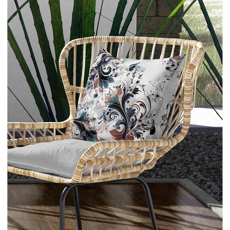 Motif Whirlwinds Indoor/Outdoor Reversible Throw Pillow Bronze and Turquoise