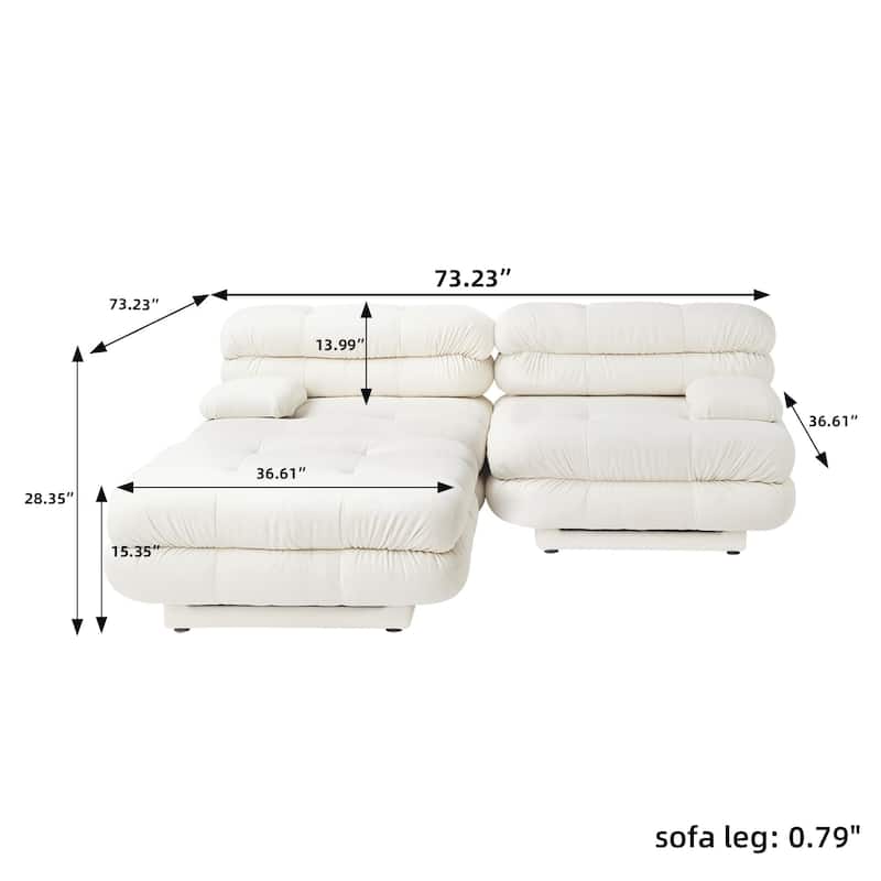 Modular Sectional Couch with Ottomans- L Shaped Couch for Living Room, 3 Seater Sofa Sets