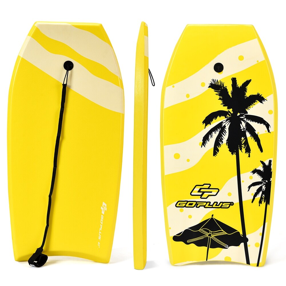 WBL Yello Zig Zag and Retro Bodyboard with Leash EPS Core Boogie Board for Adults Children Kids Choice of Colour and Size 33 41 XPE Deck
