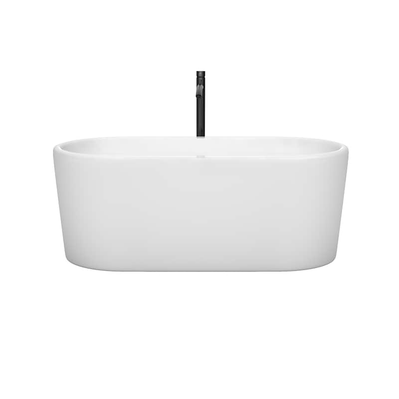 Wyndham Collection Ursula 59-inch White Freestanding Soaking Bathtub