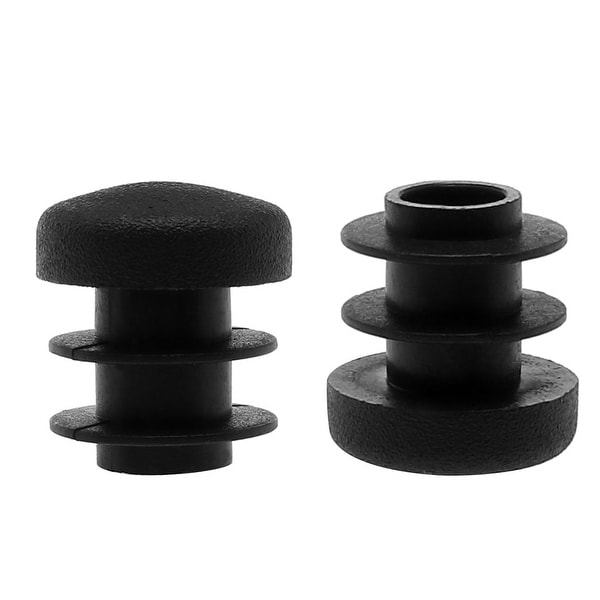 1/2" 14mm OD Plastic Round Tube Ribbed Inserts End Cover Caps 2pcs, 0.43"-0.51" Inner Dia, Floor Furniture Chair Table Protector