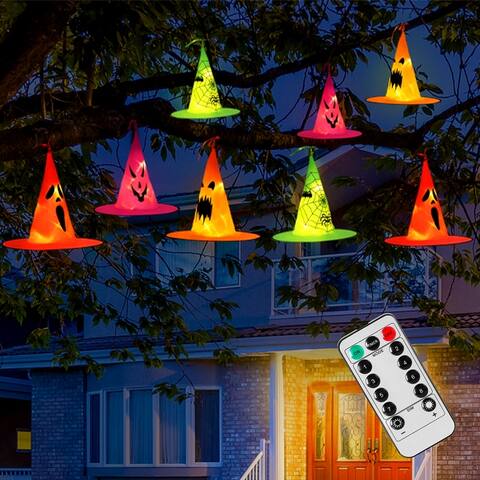 8 Halloween Hanging Light-Emitting Witch Hat Decorative Lights