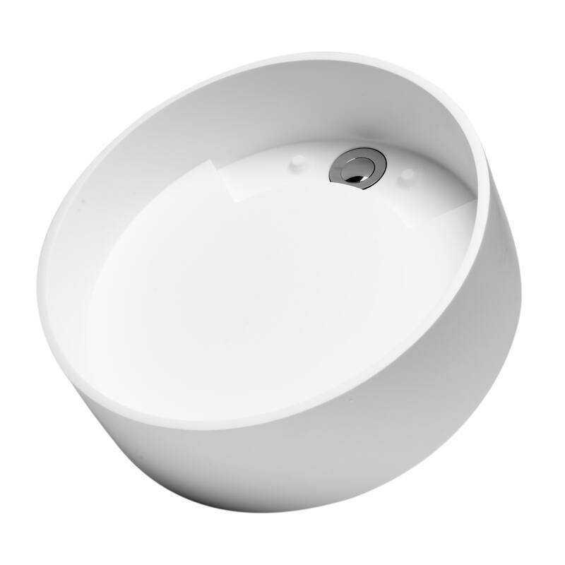 15" Round White Matte Solid Surface Resin Sink