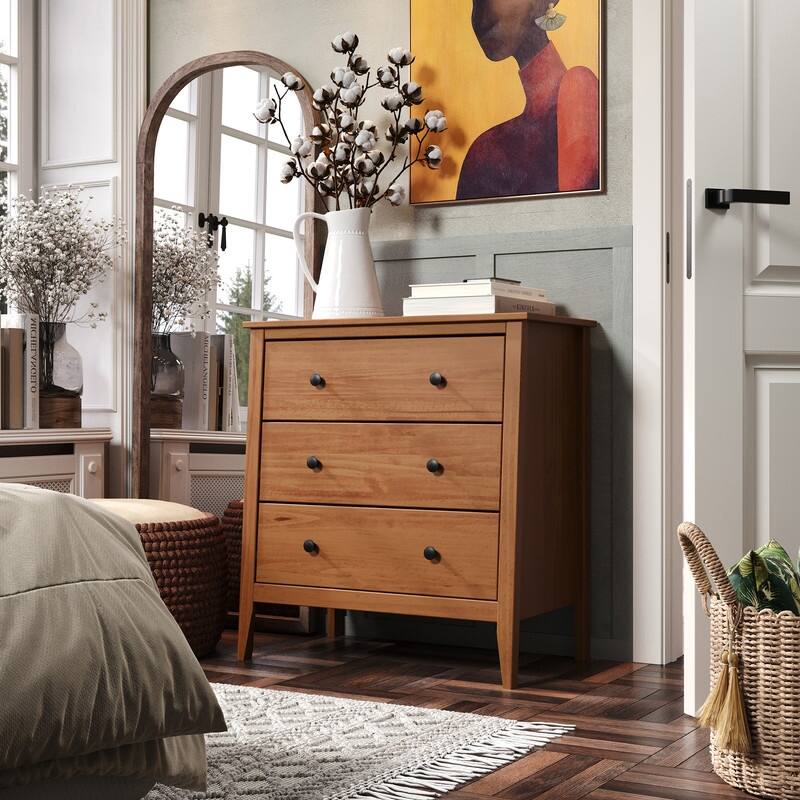 Jela Solid Wood 3 Drawer Dresser - Caramel