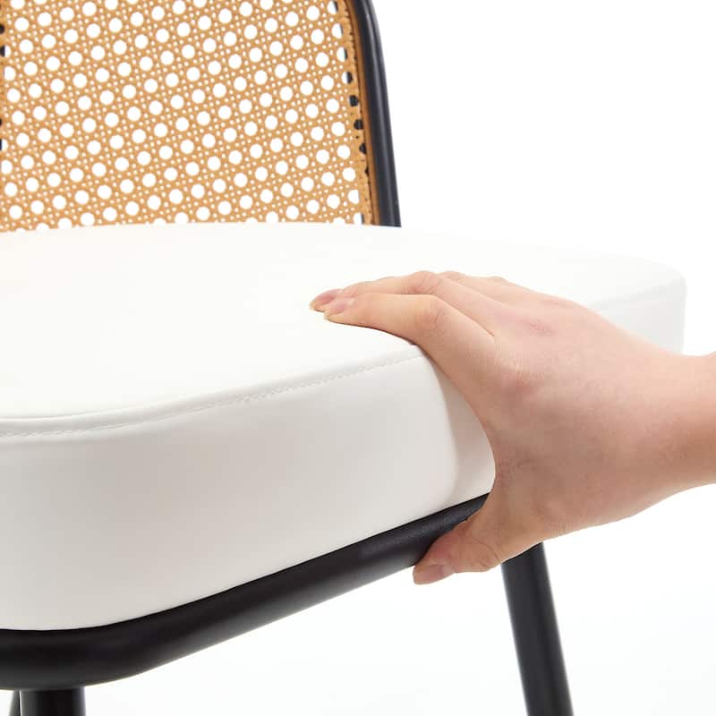 Upholstered Rattan Dining Chairs with Metal Legs Set of 2/4 - 29.92"H x 20.5"W x 23.03"D