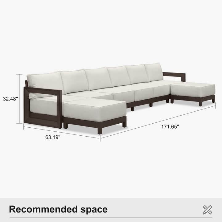 PURPLE LEAF Caesar Outdoor Couch with 9.6" white Thick Cushion and Table for Yard Porch Deck Outdoor Patio Conversation Sets