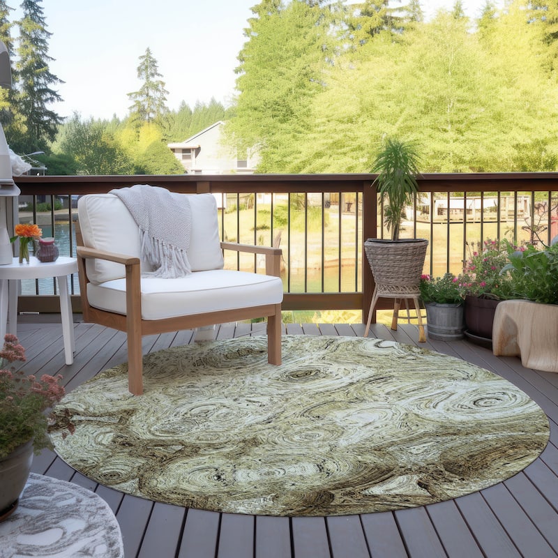 Machine Washable Indoor/ Outdoor Chantille Abstract Waves Rug