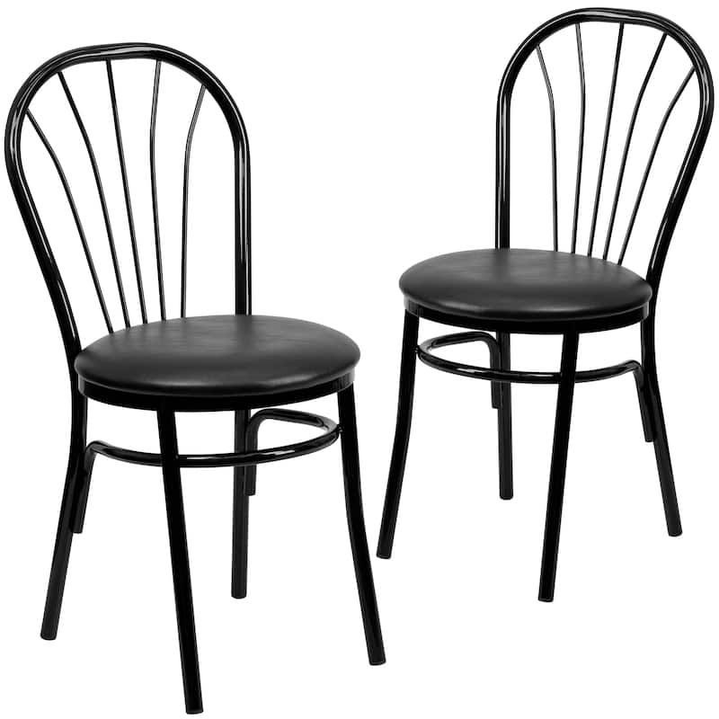 2 Pack Fan Back Metal Chair - Vinyl Seat - 16"W x 20"D x 34.5"H - 16"W x 20"D x 34.5"H