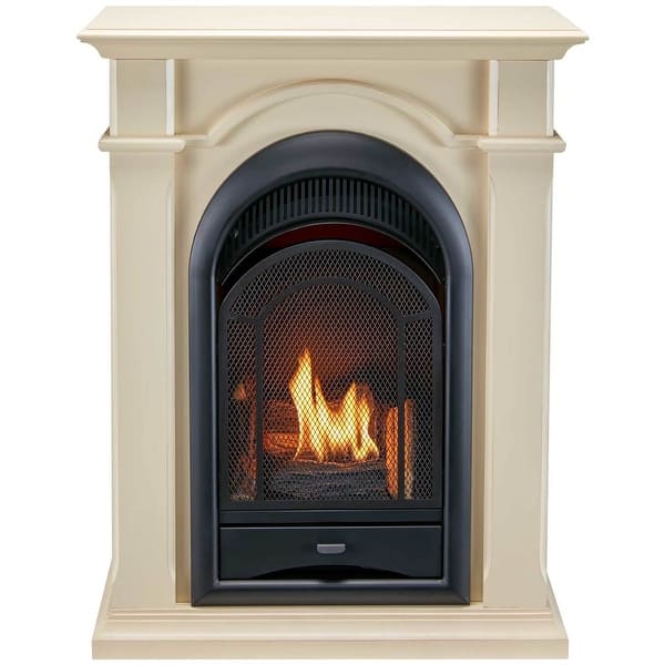 ProCom Dual Fuel Ventless Gas Fireplace System With Corner Combo Mantel -  15,000 BTU Antique White Finish - Model# PCS150T-1-AW - Bed Bath u0026 Beyond -  30657932