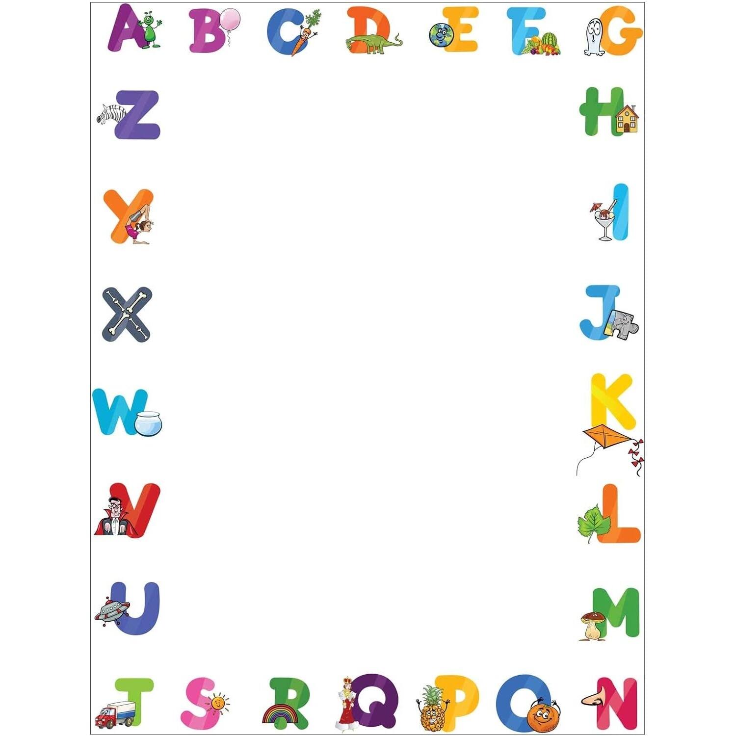 Alphabet Border Stationery 8.5 x 1160 Letterhead Sheets Border