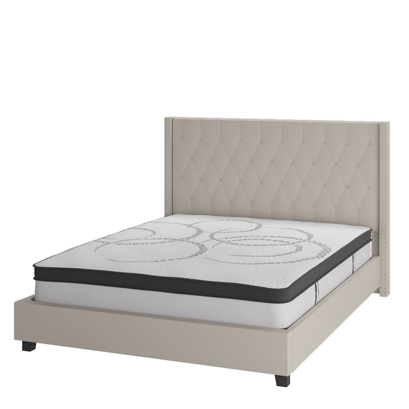 Tufted Platform Bed with 10 Inch Pocket Spring Mattress