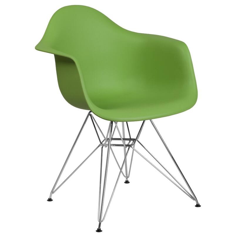 Plastic Chair with Arms and Chrome Base