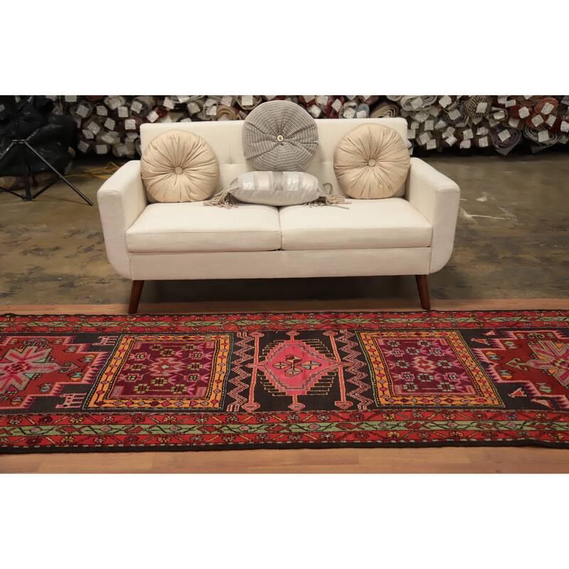 Hand Knotted Oriental 100% Wool Carpet Traditional Tribal Multi-Colored Ardebil Runner Rug - 10' 6'' X 3' 7''