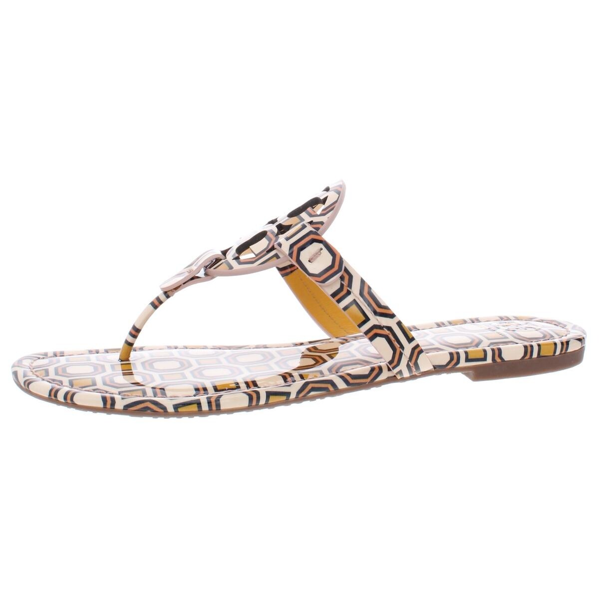 Shop Tory Burch Womens Miller Flip Flops Patented Leather Flats