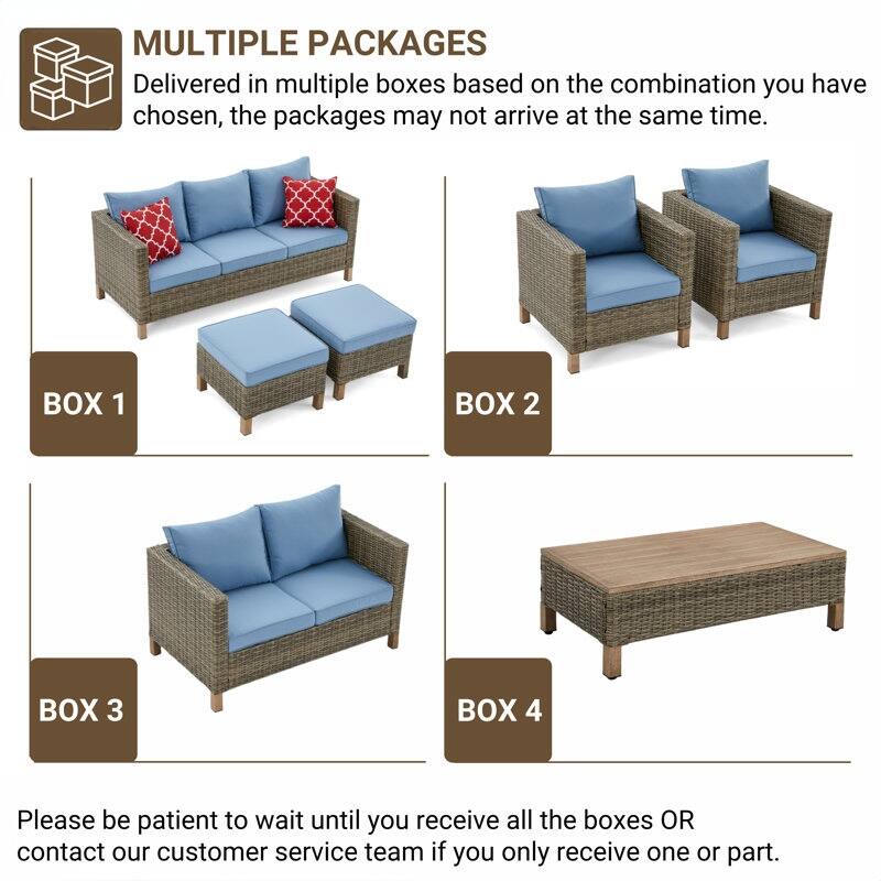 5-Piece Outdoor Wicker Patio Conversation Set