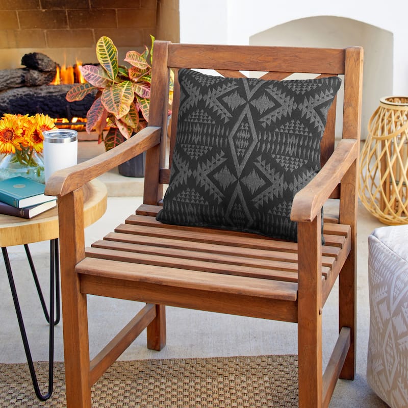 Sorra Home Sunbrella Pendleton Outdoor Knife Edge Pillow Single - 20 in H x 20 in W x 6 in D - Diamond River Char