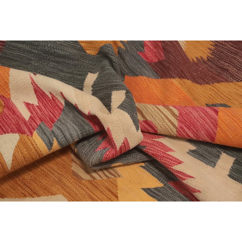 Hand Woven Oriental 100% Wool Carpet Southwestern Tribal Multi-Colored Kilim Area Rug - 8' 0'' X 5' 1''