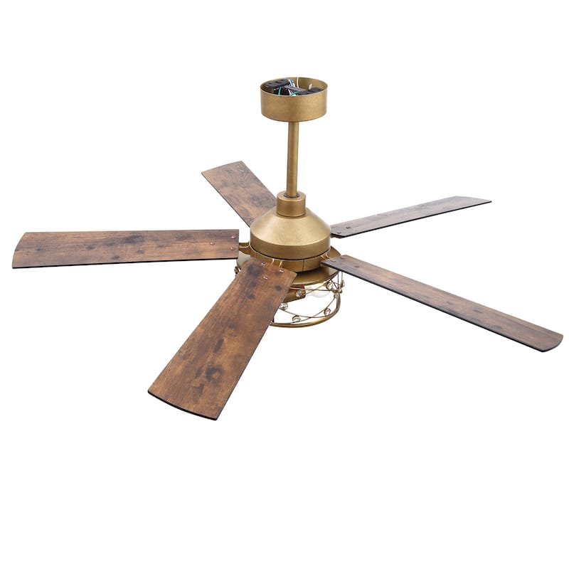 52-inch Reversible 5-Blade Caged Ceiling Fan with Remote and Light Kit