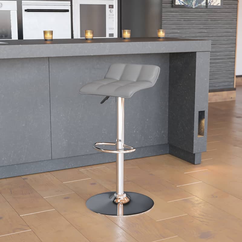 Contemporary Vinyl Adjustable Height Bar Stool - 34.5 to 43" - Grey