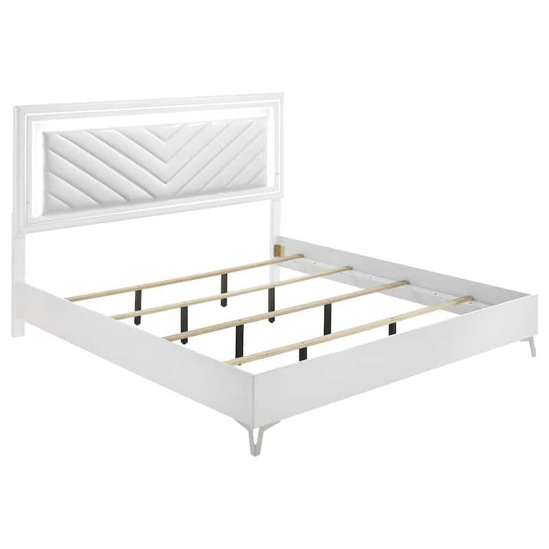 Cassia LED Panel Bed White High Gloss - King