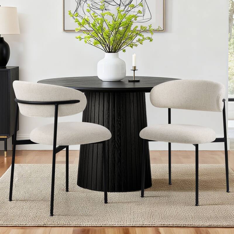 Upholstered Dining Chair With Metal Legs (Set of 2) - Santi beige