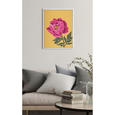 Kate and Laurel Sylvie Bright Peony Framed Canvas by Maria Filar
