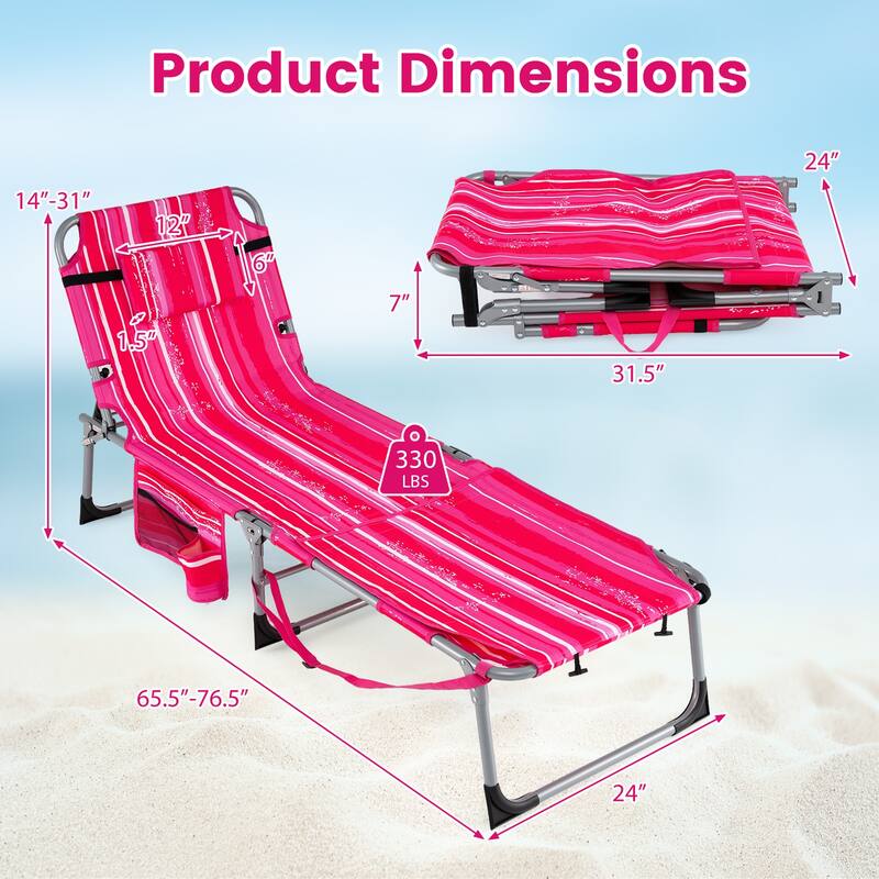 Gymax Tanning Chair w/ Face Arm Holes 4-Level Backrest & Head Pillow
