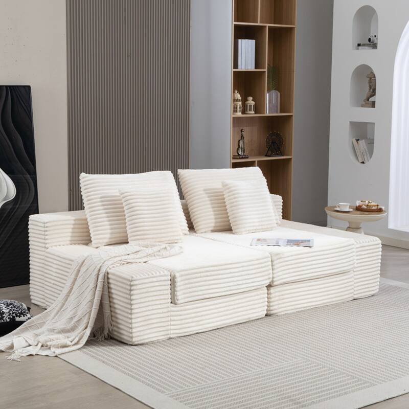 Double Lounge Chaise,Cloud Plush Sofa Bed,Upholstered Boneless Cloud Sofa Deep Seat