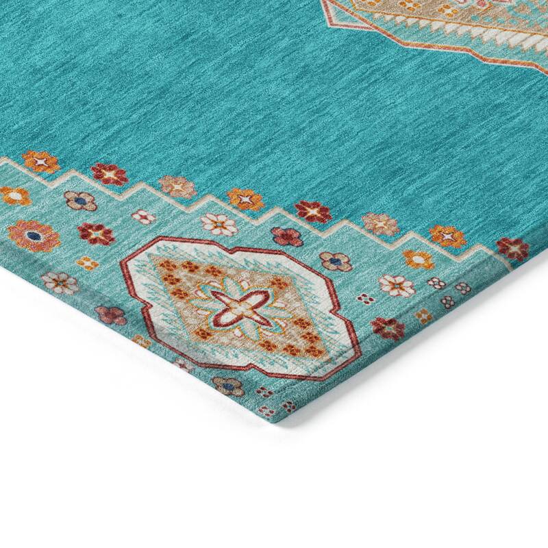 Machine Washable Indoor/ Outdoor Boho Traditional Chantille Rug