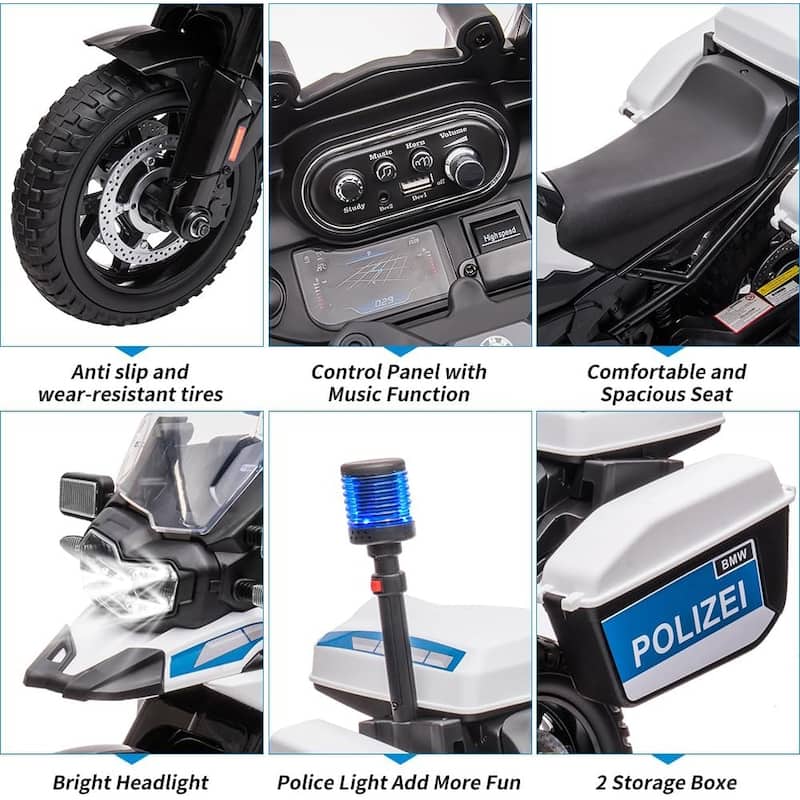 Licensed BMW 12V Kids Ride-On Police Motorcycle – Electric Motorcycle
