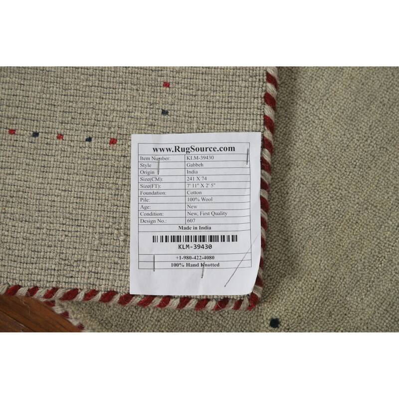 Gabbeh Indian Runner Rug Hand-Knotted Wool Carpet - 2'5" x 7'11"