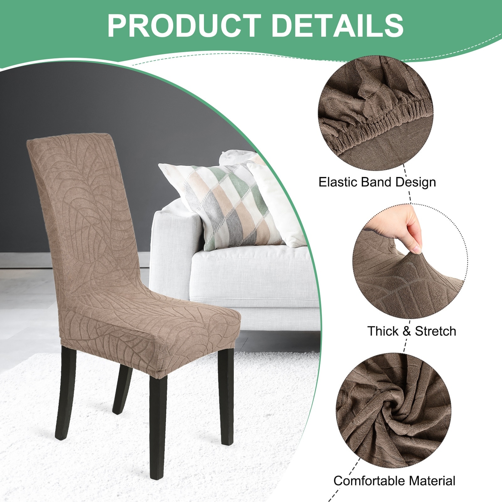 Waterproof Chair Cover, Dining Room Stretch Jacquard Chair Covers Protectors