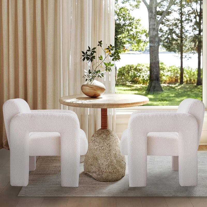 31.10" Wide Boucle Upholstered Accent Chair, Modern Comfy Single Lounge Armchair for Living Room, Bedroom, Apartment