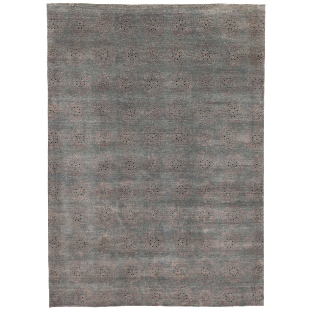 ECARPETGALLERY Hand-knotted Legacy Teal Silk, Wool Rug - 9'6 x 13'3