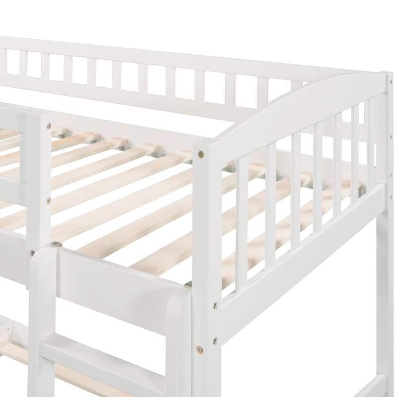 Roomfitters Twin Over Twin Bunk Bed with Slide and Ladder, White