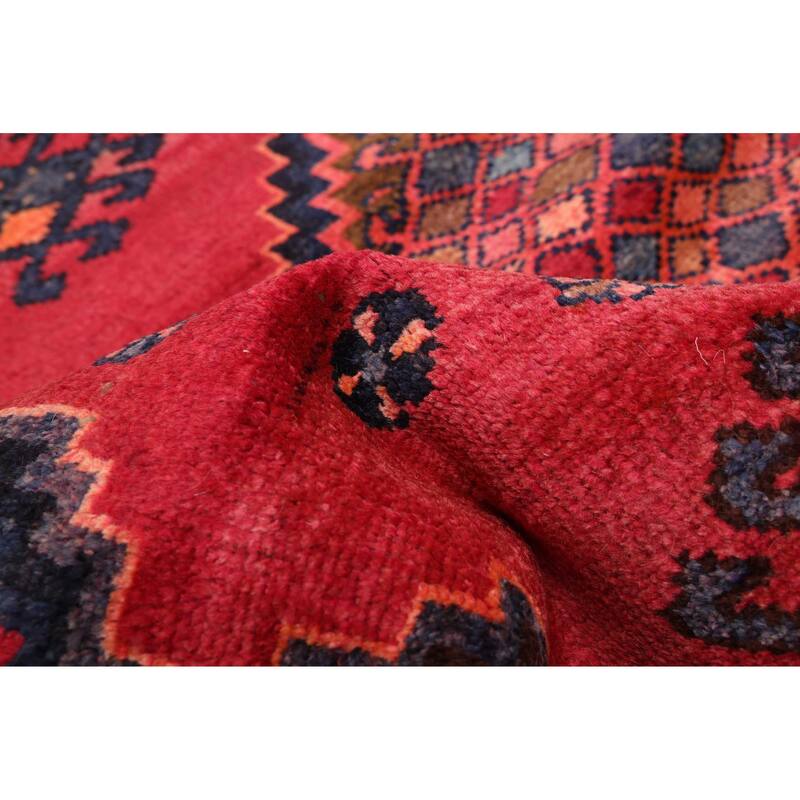 ECARPETGALLERY Hand-knotted Melis Vintage Dark Pink Wool Rug - 4'5 x 9'7