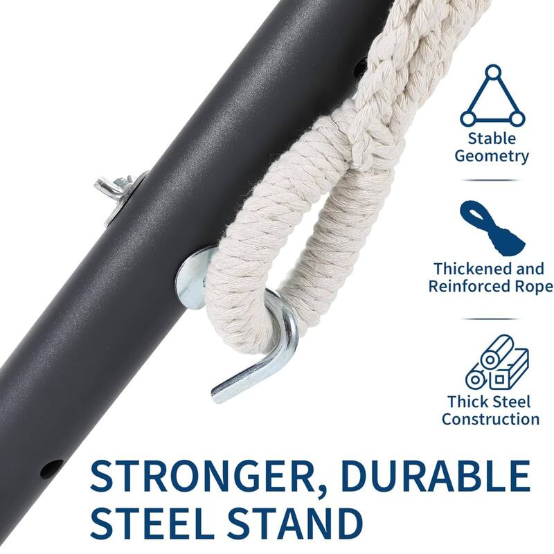 450lb Large Capacity Double Hammock with Steel Stand with Carry Bag for Patio Backyard Poolside
