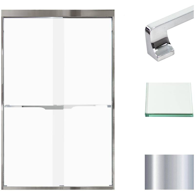 Transolid FBPT487608F-J 76" High x 47" Wide Bypass Frameless Shower - Polished Chrome