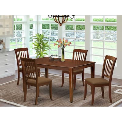 HomeStock 5-Pc Mahogany Finish Solid Wood Top - Rectangular Dining Room Set - Seats 4