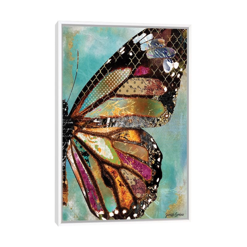 iCanvas "Blue Skies Butterfly Wing" by Jennifer Lambein Framed Canvas Print - White - 26x18