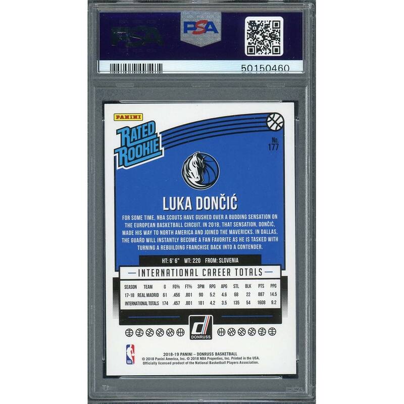 Luka Doncic 2018 Panini Donruss Basketball Rookie Card RC #177 Graded PSA 10 - 8'6" x 11'6"