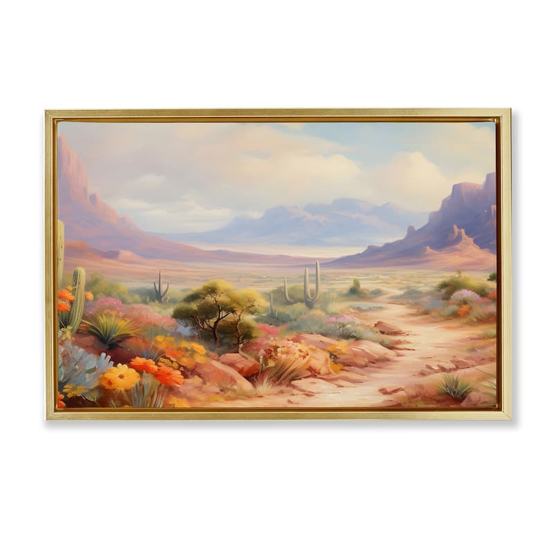 Stupell Flower Lined Desert Path Framed Floater Canvas Wall Art Design By Franklyn Gregory - 25 x 17 - Gold