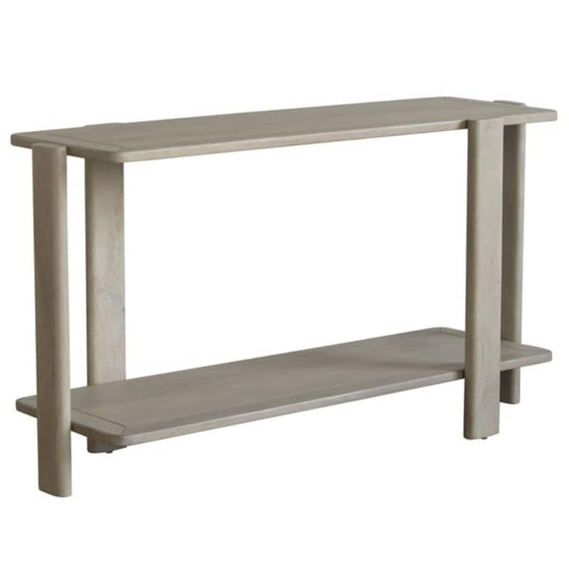 HomeRoots 54" Natural Solid Wood Distressed Console Table With Shelf - 54.00 in. x 30.00 in. x 19.50 in.