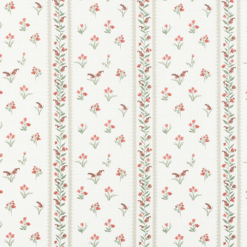No. 918 Riverwood 2-Piece Ditsy Floral Stripe Semi-Sheer Rod Pocket Kitchen Curtain Swag Pair - 54" x 38"