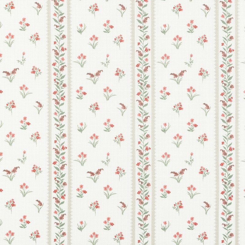 No. 918 Riverwood 2-piece Floral Stripe Semi-Sheer Rod Pocket Kitchen Curtain Tier Pair
