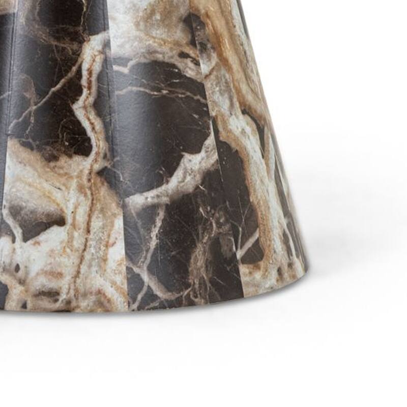 Cid Ria End Table Set of 2, Brown-White Faux Marble, Pedestal Base