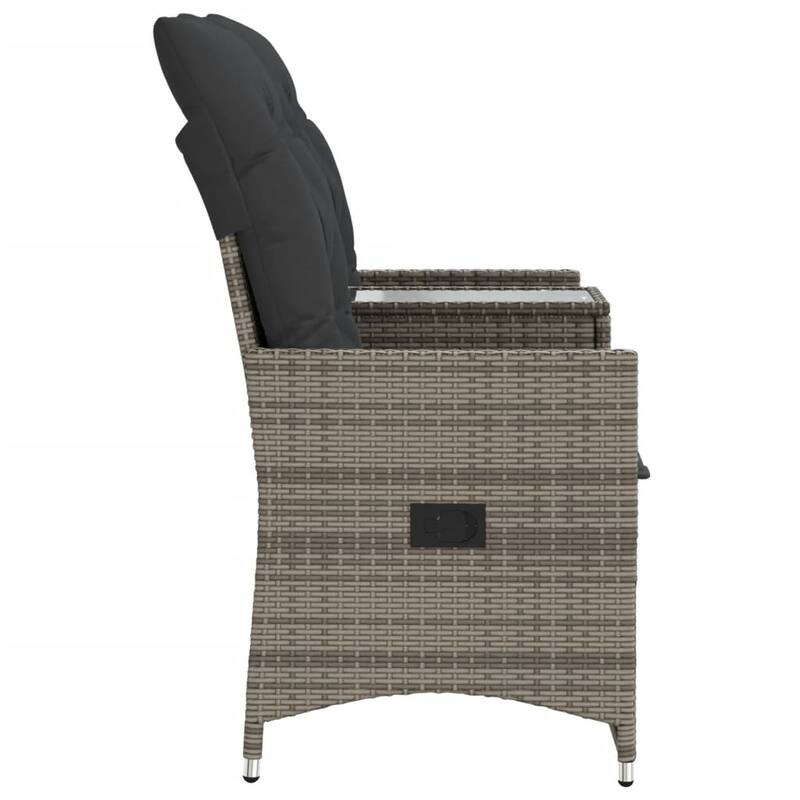 vidaXL Reclining Patio Sofa 2-Seater with Table Loveseat Furniture Poly Rattan - 23.2 x 51.2 x 36.2