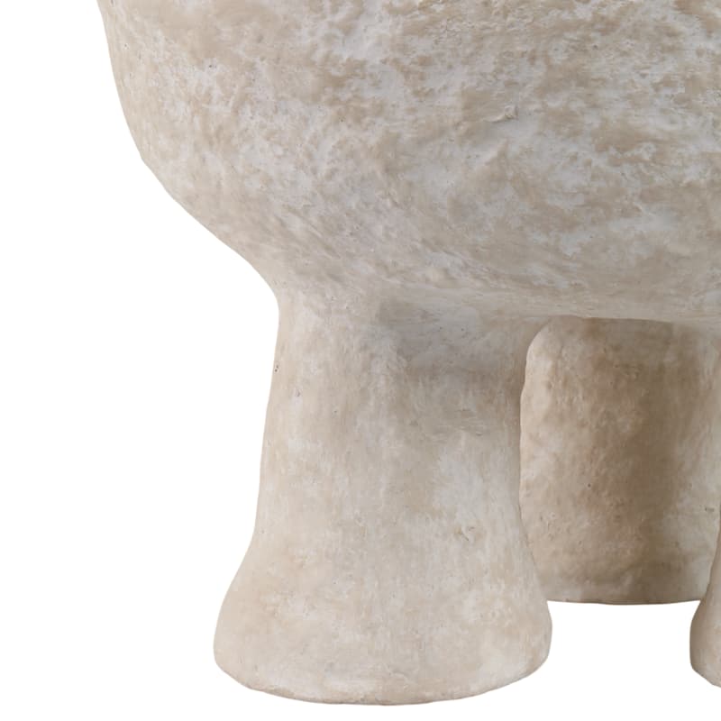 Decorative Textured Bowl with Tripod Pedestal Base - 16", White