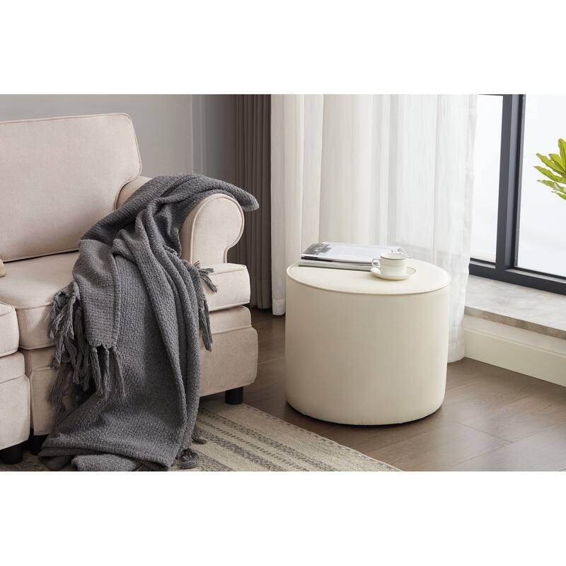 Porthos Home Bert Faux Leather Round Ottoman Coffee Table