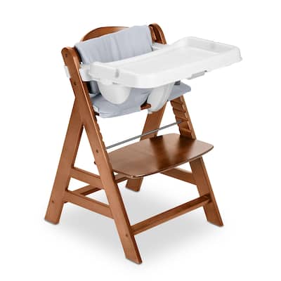 hauck AlphaPlus Grow Along Walnut Wooden High Chair, Tray Table & Deluxe Cushion - 16.5